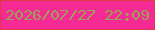文字の大きさ：5、枠の色：de3c44、背景の色：f62a95、文字の色：9ca154 無料ブログパーツのブログ時計