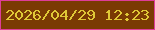 文字の大きさ：4、枠の色：de3d9a、背景の色：7a3a04、文字の色：dfc837 無料ブログパーツのブログ時計
