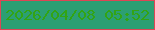 文字の大きさ：5、枠の色：de4655、背景の色：2c9f73、文字の色：32a414 無料ブログパーツのブログ時計