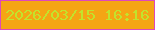 文字の大きさ：4、枠の色：de48bb、背景の色：f5a514、文字の色：c2e32c 無料ブログパーツのブログ時計