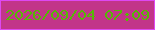 文字の大きさ：2、枠の色：de48f2、背景の色：c23589、文字の色：55b805 無料ブログパーツのブログ時計