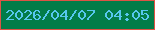 文字の大きさ：4、枠の色：de5345、背景の色：027c48、文字の色：57c7ee 無料ブログパーツのブログ時計