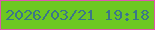 文字の大きさ：2、枠の色：de56ae、背景の色：6dc822、文字の色：3b7689 無料ブログパーツのブログ時計
