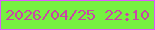 文字の大きさ：4、枠の色：de59fd、背景の色：77f141、文字の色：ca45a6 無料ブログパーツのブログ時計