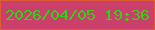 文字の大きさ：5、枠の色：de5b36、背景の色：cb406b、文字の色：2fd514 無料ブログパーツのブログ時計