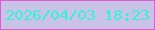 文字の大きさ：3、枠の色：de5cd3、背景の色：cac3e8、文字の色：33f2d9 無料ブログパーツのブログ時計