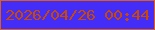 文字の大きさ：1、枠の色：de5e13、背景の色：452df8、文字の色：cb4704 無料ブログパーツのブログ時計