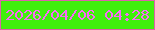 文字の大きさ：2、枠の色：de62ab、背景の色：40f00d、文字の色：f86cf5 無料ブログパーツのブログ時計