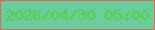 文字の大きさ：5、枠の色：de6955、背景の色：68ce9e、文字の色：5ccf38 無料ブログパーツのブログ時計