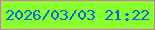 文字の大きさ：1、枠の色：de69b5、背景の色：88ff2f、文字の色：0765e2 無料ブログパーツのブログ時計