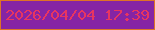 文字の大きさ：5、枠の色：de7326、背景の色：8624a4、文字の色：e83560 無料ブログパーツのブログ時計