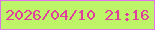 文字の大きさ：1、枠の色：de74ea、背景の色：bef568、文字の色：df3f9d 無料ブログパーツのブログ時計