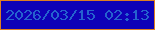文字の大きさ：5、枠の色：de7e21、背景の色：0e01b7、文字の色：2562ce 無料ブログパーツのブログ時計