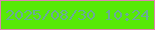 文字の大きさ：1、枠の色：de85b0、背景の色：57ea06、文字の色：6aab97 無料ブログパーツのブログ時計