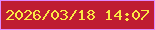 文字の大きさ：1、枠の色：de8bfc、背景の色：bf1d32、文字の色：fbe944 無料ブログパーツのブログ時計