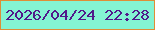 文字の大きさ：2、枠の色：de8e37、背景の色：84f4d3、文字の色：511b8a 無料ブログパーツのブログ時計