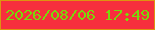 文字の大きさ：5、枠の色：de9310、背景の色：f72f3d、文字の色：78da0a 無料ブログパーツのブログ時計