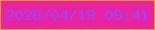 文字の大きさ：4、枠の色：de9e10、背景の色：e824a2、文字の色：9b44ff 無料ブログパーツのブログ時計