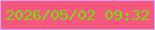 文字の大きさ：4、枠の色：dea1f5、背景の色：f4587c、文字の色：74e109 無料ブログパーツのブログ時計