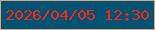 文字の大きさ：4、枠の色：dea380、背景の色：025274、文字の色：f42815 無料ブログパーツのブログ時計