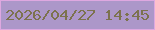 文字の大きさ：2、枠の色：dea8e0、背景の色：ac97c9、文字の色：7c724e 無料ブログパーツのブログ時計