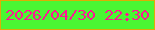 文字の大きさ：2、枠の色：dead04、背景の色：4bf633、文字の色：fe1794 無料ブログパーツのブログ時計