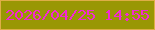 文字の大きさ：4、枠の色：deae46、背景の色：999704、文字の色：f329d2 無料ブログパーツのブログ時計