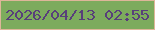 文字の大きさ：4、枠の色：deb699、背景の色：7dab5d、文字の色：583e7a 無料ブログパーツのブログ時計
