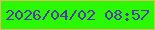 文字の大きさ：3、枠の色：deba67、背景の色：2bf904、文字の色：5138ab 無料ブログパーツのブログ時計