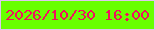 文字の大きさ：3、枠の色：dec7ee、背景の色：68ff00、文字の色：f1115e 無料ブログパーツのブログ時計