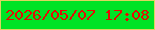 文字の大きさ：5、枠の色：ded55f、背景の色：00e325、文字の色：e40c04 無料ブログパーツのブログ時計