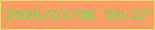 文字の大きさ：3、枠の色：dedd6a、背景の色：ff9d66、文字の色：70e14e 無料ブログパーツのブログ時計