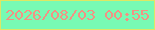 文字の大きさ：4、枠の色：dee763、背景の色：78fab4、文字の色：f39284 無料ブログパーツのブログ時計