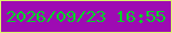 文字の大きさ：1、枠の色：def66c、背景の色：9e0bb3、文字の色：03d228 無料ブログパーツのブログ時計