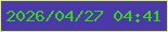 文字の大きさ：2、枠の色：def748、背景の色：4c39a9、文字の色：34d710 無料ブログパーツのブログ時計