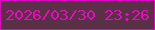 文字の大きさ：5、枠の色：df02c3、背景の色：593045、文字の色：eb08c0 無料ブログパーツのブログ時計