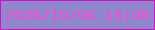 文字の大きさ：1、枠の色：df0bc3、背景の色：8e89ce、文字の色：f74ccb 無料ブログパーツのブログ時計