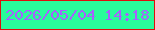 文字の大きさ：3、枠の色：df0e0b、背景の色：29fc9a、文字の色：a85ffe 無料ブログパーツのブログ時計