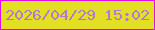 文字の大きさ：3、枠の色：df0ee2、背景の色：e3df25、文字の色：b07acf 無料ブログパーツのブログ時計