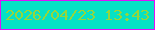 文字の大きさ：1、枠の色：df0ffa、背景の色：06e1c5、文字の色：95d63b 無料ブログパーツのブログ時計