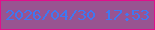 文字の大きさ：5、枠の色：df108b、背景の色：985491、文字の色：3f78f1 無料ブログパーツのブログ時計