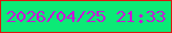 文字の大きさ：1、枠の色：df150e、背景の色：0cea76、文字の色：c816d8 無料ブログパーツのブログ時計