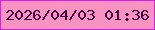 文字の大きさ：5、枠の色：df1be7、背景の色：f693c0、文字の色：450346 無料ブログパーツのブログ時計