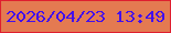 文字の大きさ：4、枠の色：df1e2f、背景の色：e47a51、文字の色：4310eb 無料ブログパーツのブログ時計