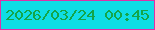 文字の大きさ：4、枠の色：df30a8、背景の色：0fdde5、文字の色：13a549 無料ブログパーツのブログ時計