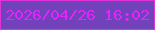 文字の大きさ：4、枠の色：df32db、背景の色：7142ba、文字の色：e125fc 無料ブログパーツのブログ時計