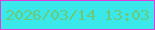 文字の大きさ：4、枠の色：df3bdd、背景の色：3ae8e9、文字の色：6aca7c 無料ブログパーツのブログ時計