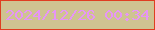 文字の大きさ：4、枠の色：df3e21、背景の色：cfc391、文字の色：e695f6 無料ブログパーツのブログ時計