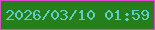 文字の大きさ：1、枠の色：df49cf、背景の色：277f1b、文字の色：5cd0c7 無料ブログパーツのブログ時計