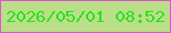文字の大きさ：4、枠の色：df55d3、背景の色：badf88、文字の色：2ae21e 無料ブログパーツのブログ時計